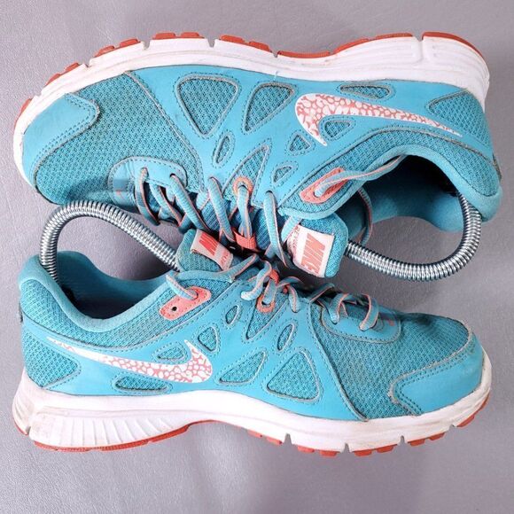 Nike Revolution 2 Running Shoes Womens 7.5 Aqua Coral Mesh Athletic Gym Sneaker - Picture 7 of 11